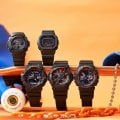 G-Shock CT Black with Blue and Orange Accents and Digital Camouflage