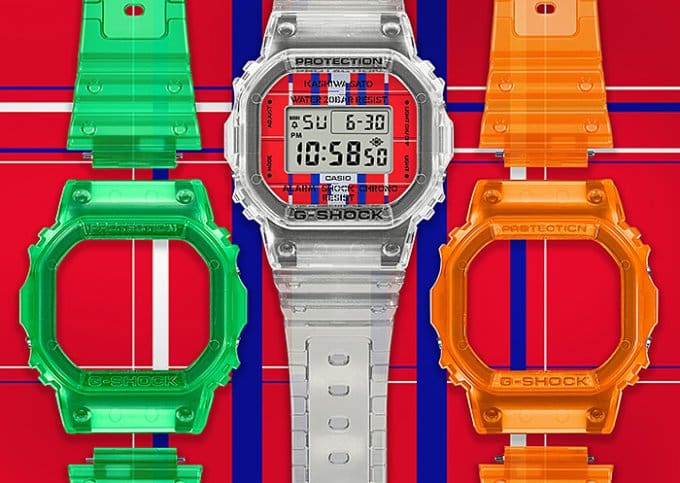 G-SHOCK DWE-5600KS-7 CLEAR, GREEN, ORANGE SKELETON SET