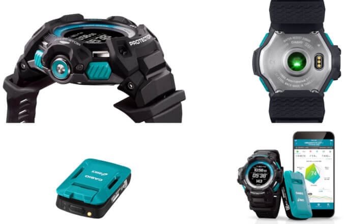 G-Shock GSR-H1000AS-SET with GSR-H1000AS-1 running watch and CMT-S20R-AS motion sensor, co-developed by ASICS, compatible with Runmetrix app