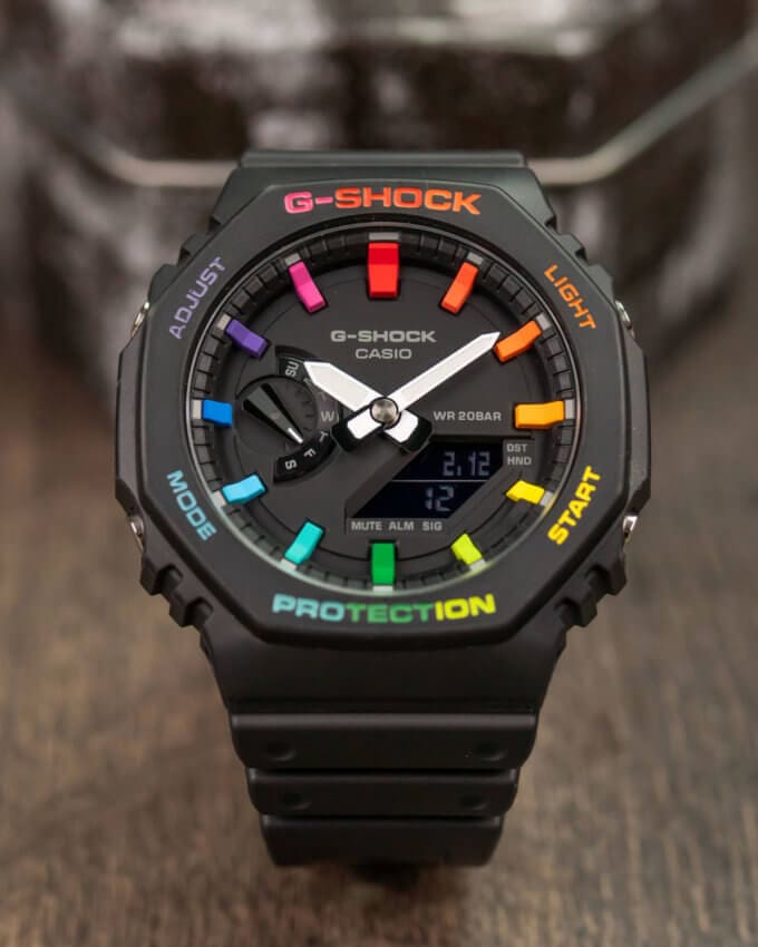 IFLW x The Dial Artist G-Shock Casioak Black Rainbow