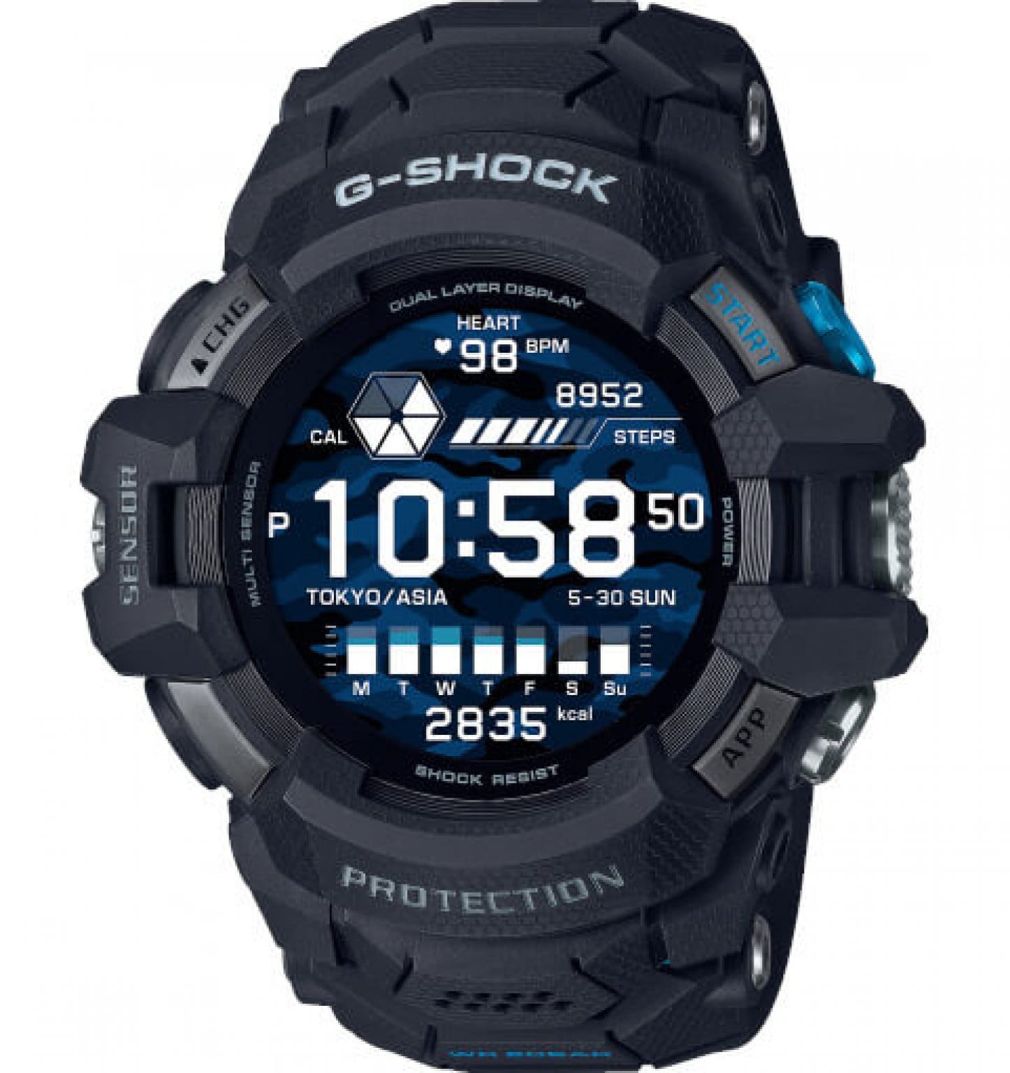 GShock GSWH1000 Smartwatch with Wear OS, 200M WR, DualLayer