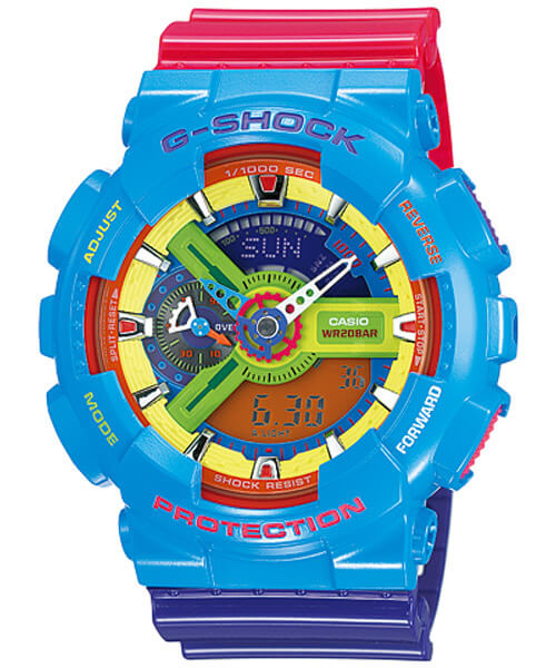 multi coloured g shock watch
