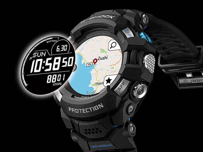 G-Shock GSW-H1000 Smartwatch with Wear OS, 200M WR, Dual-Layer
