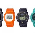 G-Shock Summer Seascape: black DW-5600WS-1, orange DW-5600WS-4, black DW-6900WS-1, blue DW-6900WS-2