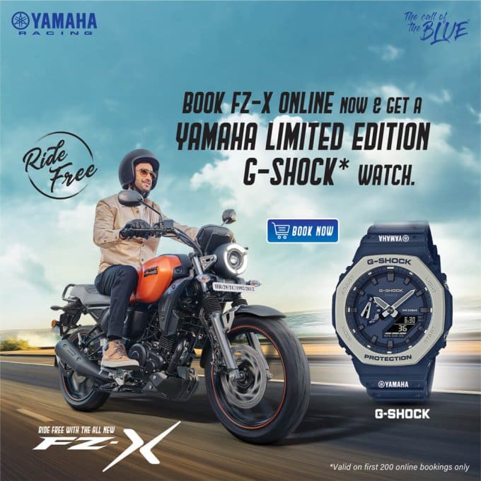 Buy a Yamaha FZ-X motorcycle in India, get a free G-Shock GA-2110ET-8A watch