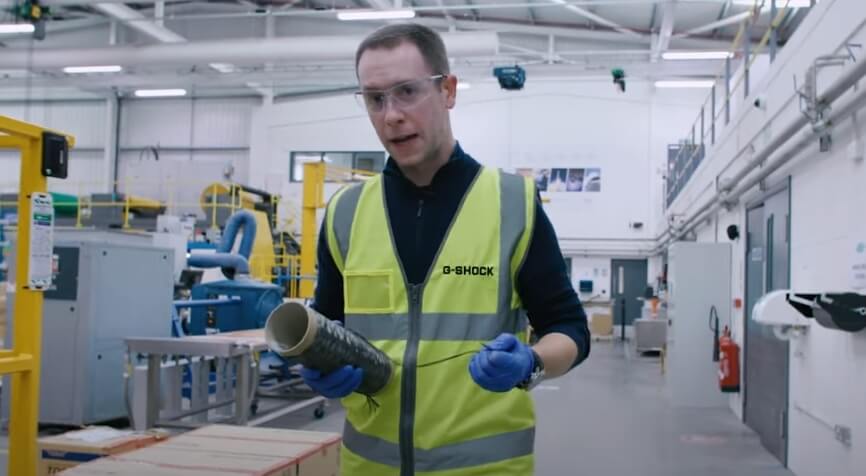 Casio U.K. visits the Toray carbon fiber factory