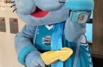 Kyoto Hannaryz mascot Hannyaryn wears big G-Shock watch