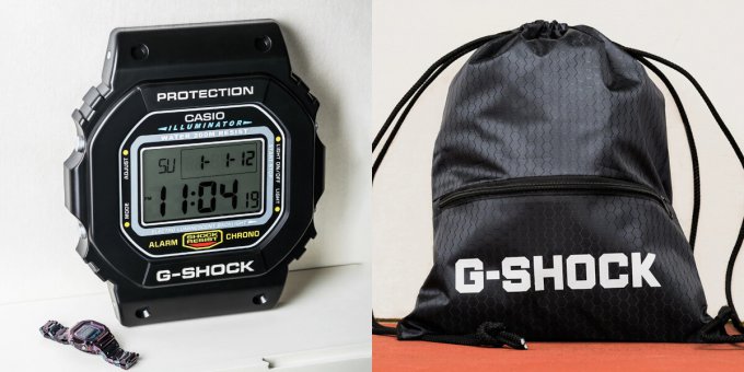 G-Shock DW-5600 wall clock and nylon drawstring bag promotion in Singapore