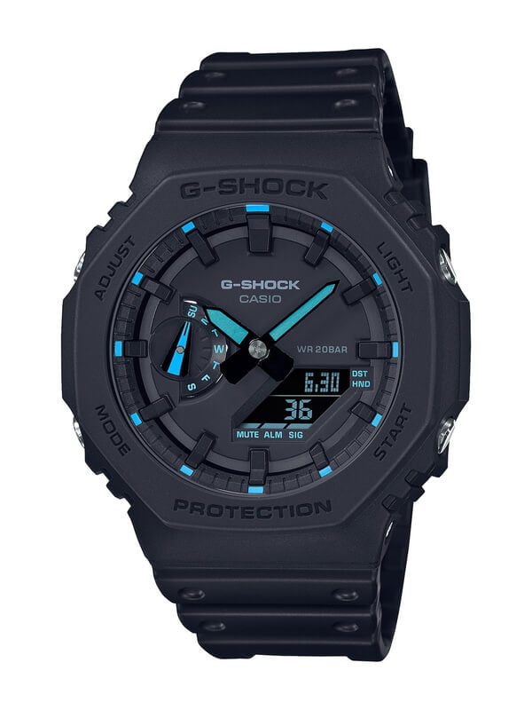 G-Shock GA-2100-1A2 Black with Neon Blue Accents