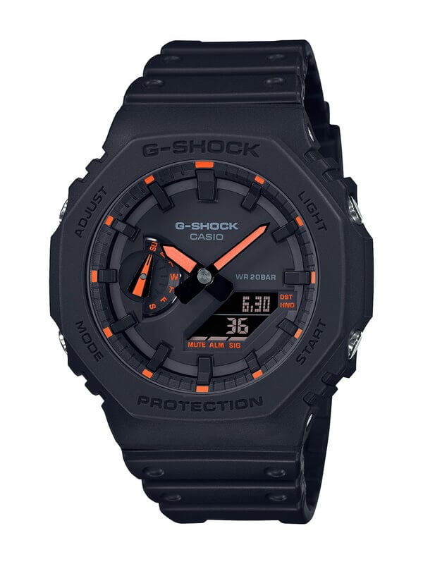 G-Shock GA-2100-1A4 Black with Neon Orange Accents