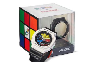 Rubik’s Cube x G-Shock GAE-2100RC-1A with the six colors of the iconic ’80s puzzle toy