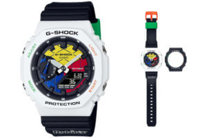 Rubik’s Cube x G-Shock GAE-2100RC-1A features the six colors of the iconic ’80s puzzle toy