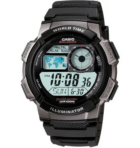 Men's Casio World Time Digital Sports Watch AE2100W-1AV