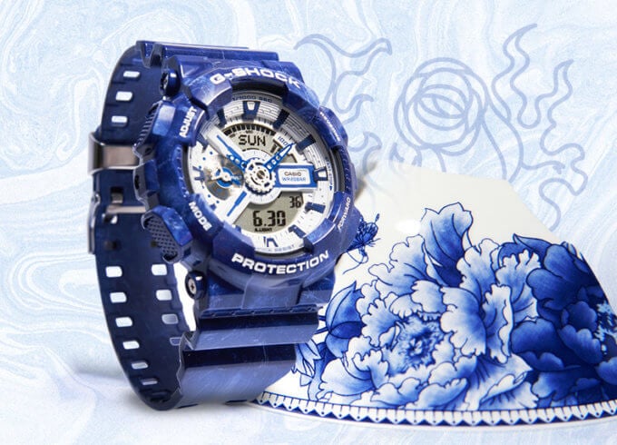 G-Shock GA-110BWP-2A Blue and White Porcelain