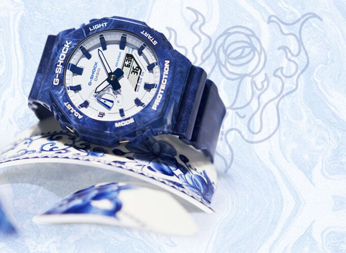 G-Shock GA-2100BWP-2A Blue and White Porcelain