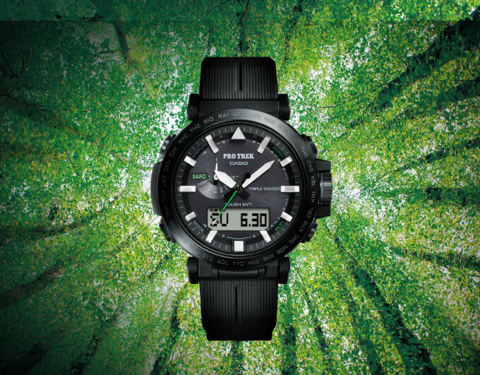 Pro Trek PRW-6611Y-1 and PRW-6621Y-1: Eco-friendly biomass models with  large analog-digital display