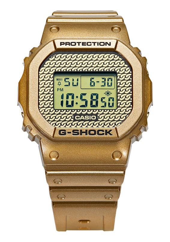 G-Shock DWE-5600HG-1 Hip Hop Gold Chain: 3 Bezels and Bands - G 