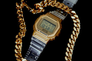 G-Shock DWE-5600HG-1 Hip Hop Gold Chain: 3 Bezels and Bands