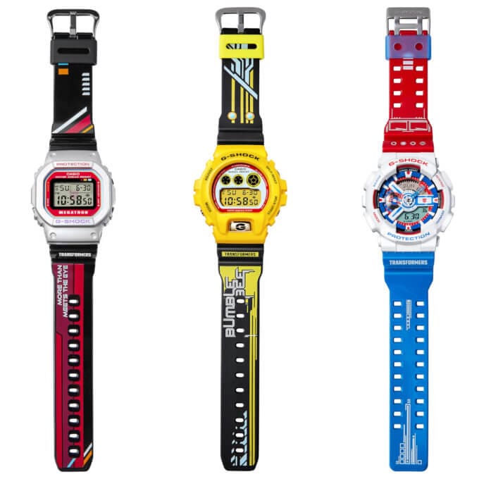 G-Shock x Transformers Back To The '80s 2022 Collaboration DW-5600MEGA22-8PFT DW-6900BUMB22-9PFT GA-110OPT22-7PFT