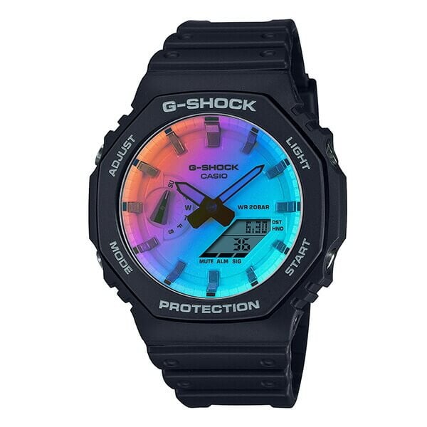 G-Shock GA-2100SR-1A Black with Rainbow Deposition Crystal
