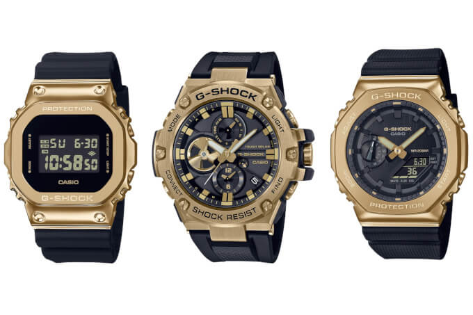 Nine New Black and Gold G-Shock Watches for 2022 including GM-2100G-1A9 and GM-5600G-9 