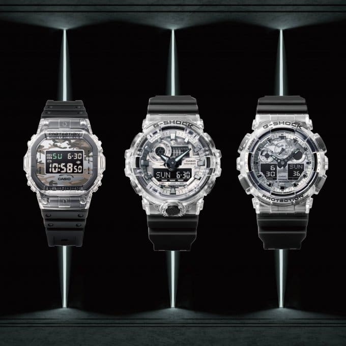 G-SHOCK SKELETON CAMOUFLAGE WITH BLACK BAND: DW-5600, GA-100, GA-700