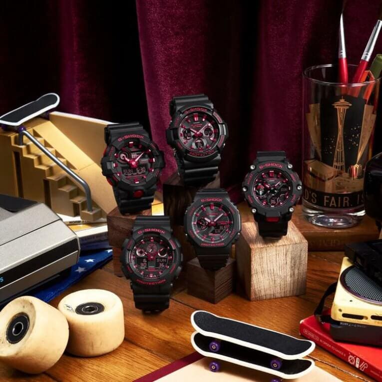 Ignite Red Series features the classic black and red scheme on five analog-digital watches