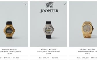 Pharrell Williams is auctioning his custom jeweled G-Shock DW-6900 watches by Jacob & Co.