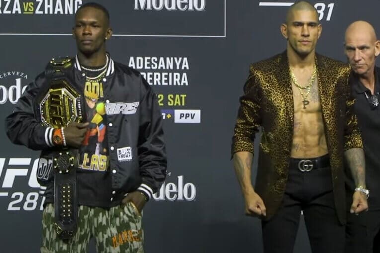 Israel Adesanya wearing Dragon Ball Z G-Shock Watch at UFC 281 Pre-Fight Press Conference