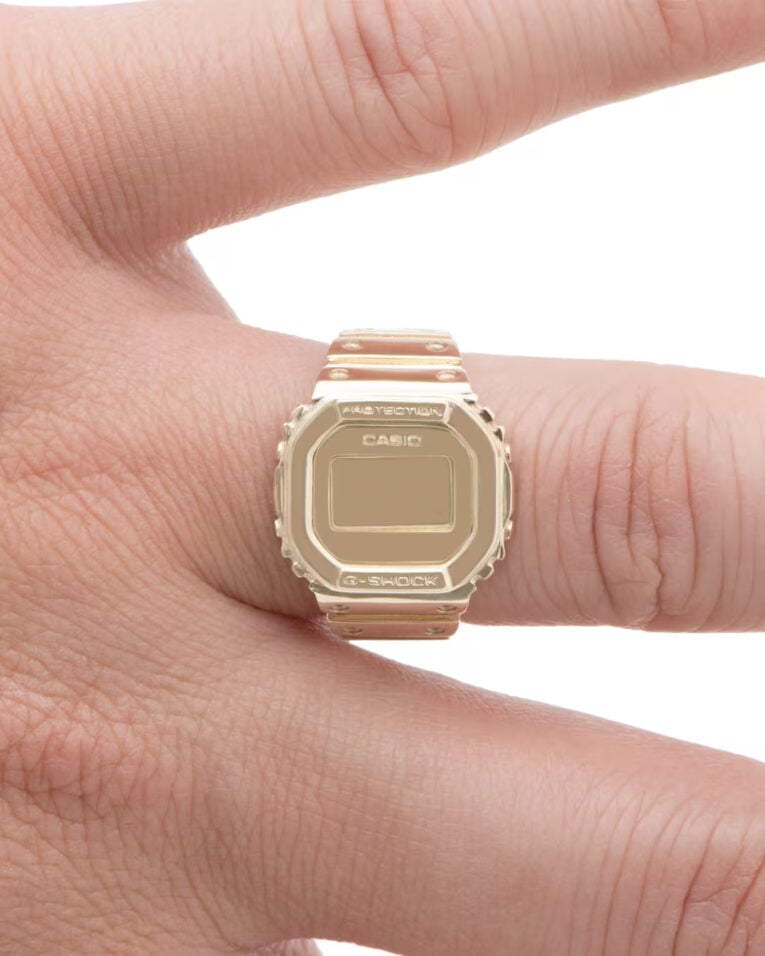 G-Shock DW-5600 Type 10K Gold Ring on Finger