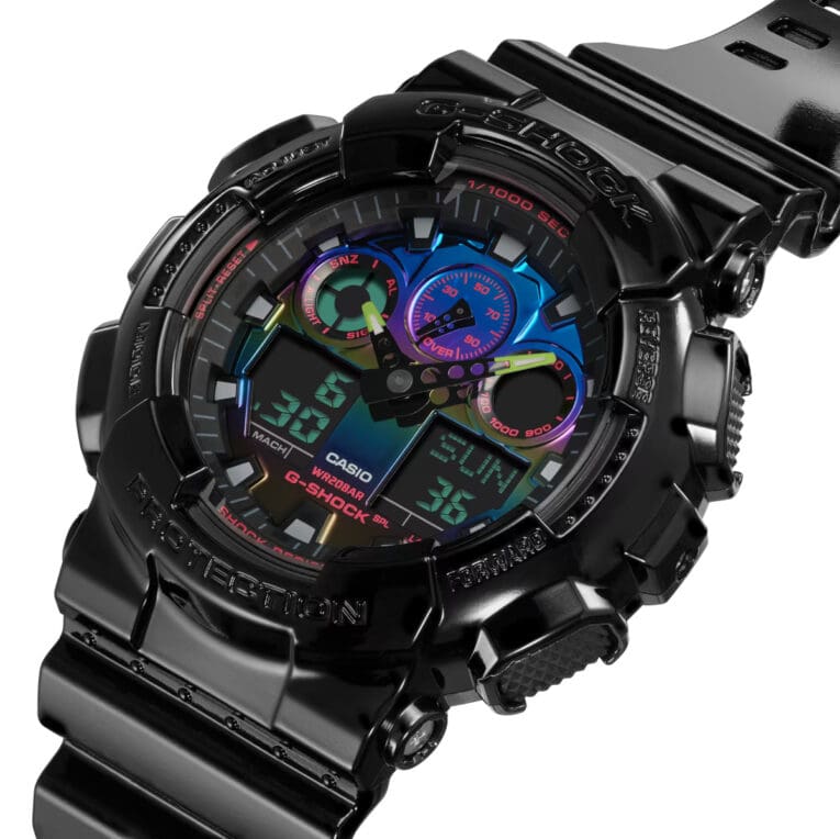 G-Shock GA-100RGB-1A Angle