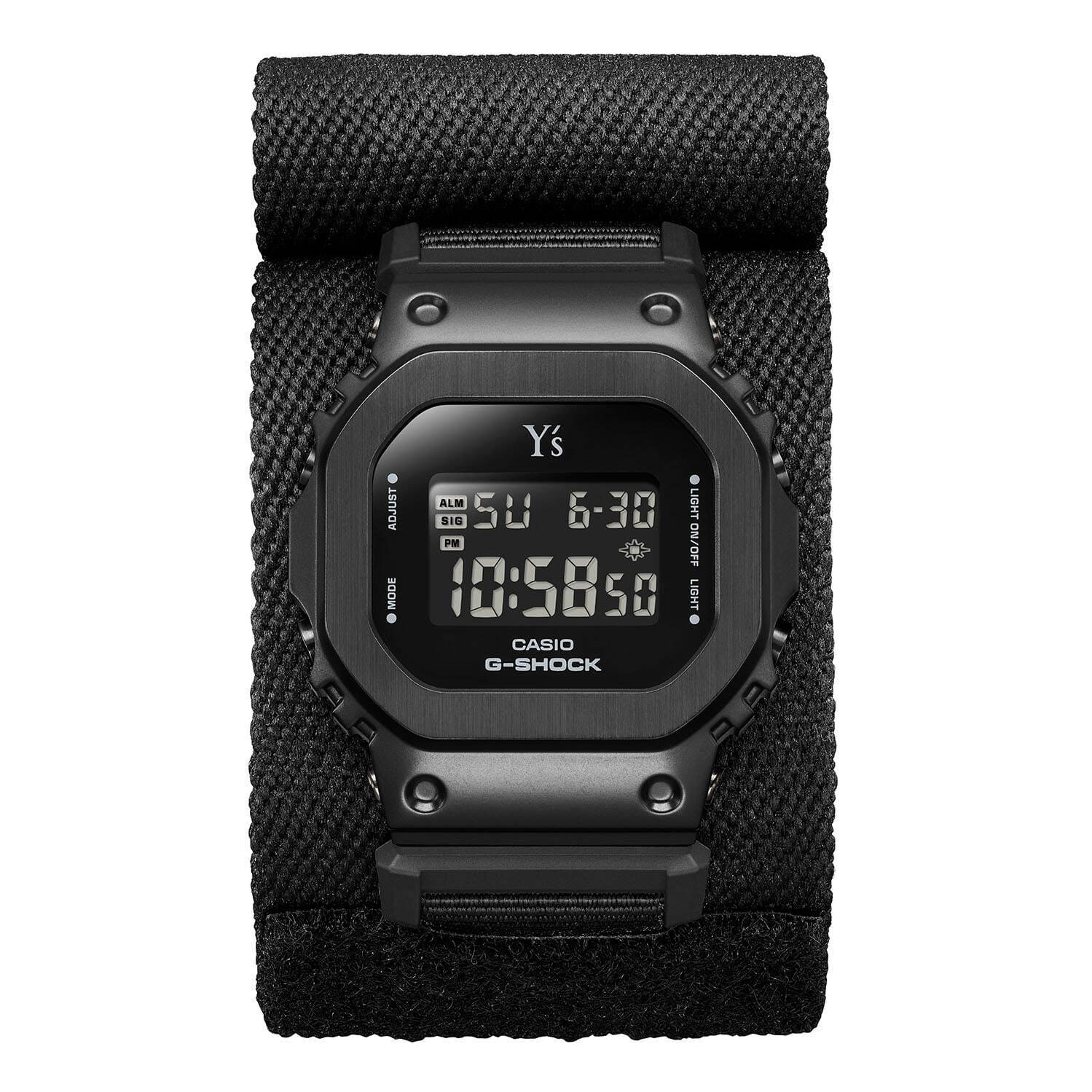 Y's x G-Shock GM-S5600YS-1 includes a covered watch band