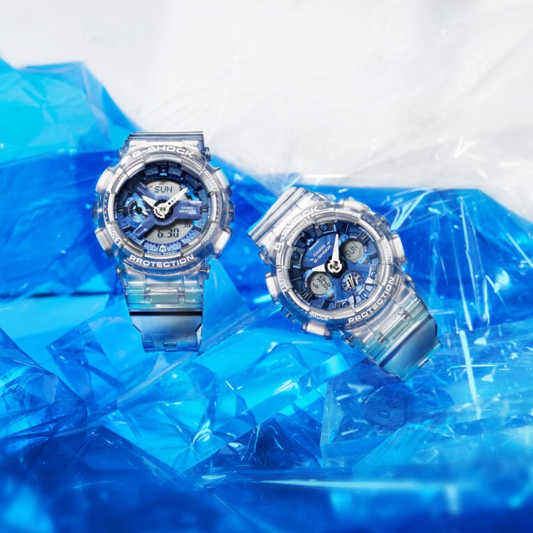 G-Shock GMA-S110TB-8A and GMA-S120-8A Translucent Gray and Metallic Blue