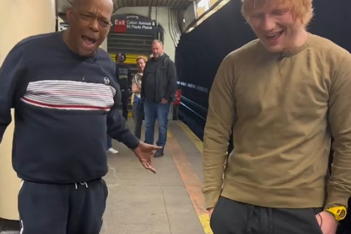 Ed Sheeran wearing G-Shock DW-6900 in New York City Subway
