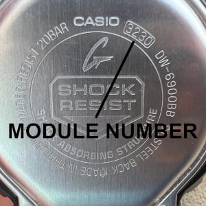 G-Shock Module Number on Case Back for Instruction Manual