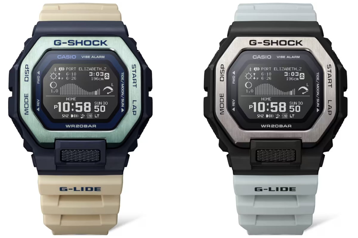 Blue GBX-100TT-2 and gray GBX-100TT-8 are the first new G-Shock G
