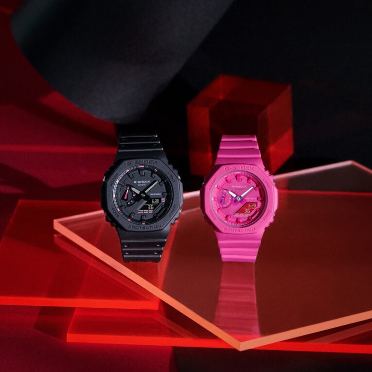 G-Shock GA-2100P-1A and GMA-S2100P-4A pink pair models