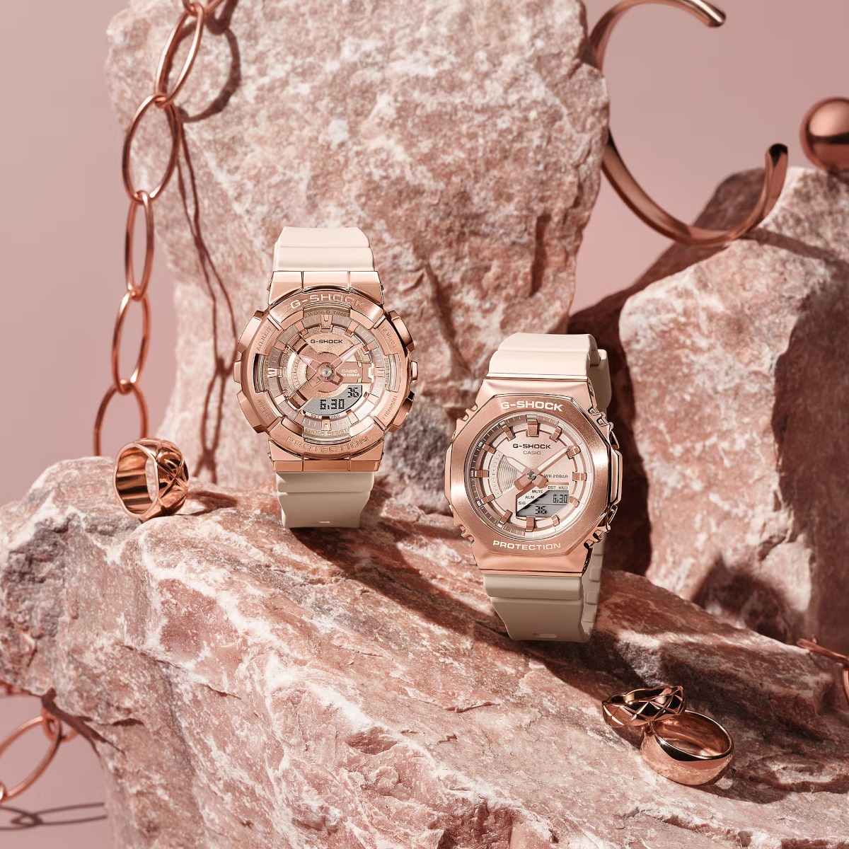 G shock metallic rose gold on sale