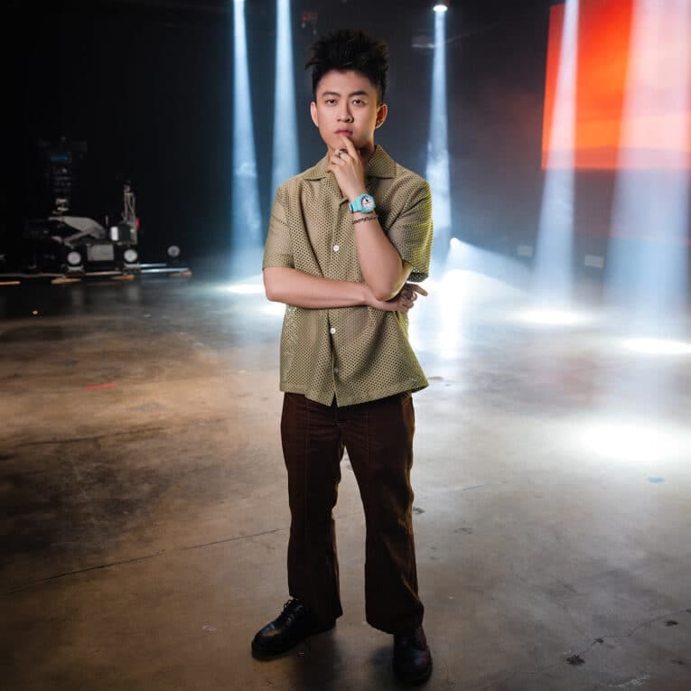 Rich Brian wearing G-Shock GA-2100RB-3A collaboration watch