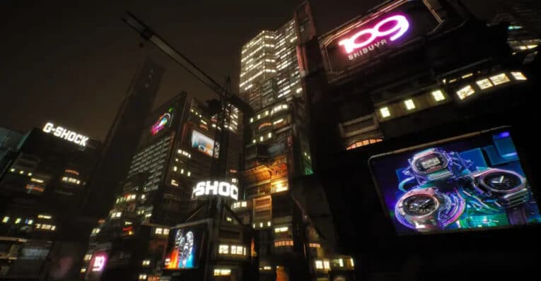 G-Shock ads in Shibuya 109 Shoot and Run Fortnite Island