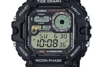 Casio WS-1700H-1A with Tide Graph, Moon Graph, Analog-Style Digital Display, 100M WR, 10-Year Battery