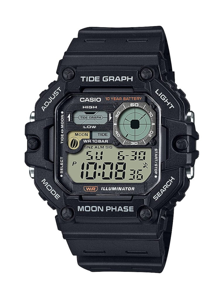 Casio WS-1700H-1A with Tide Graph, Moon Graph, Analog-Style Digital Display, 100M WR, 10-Year Battery