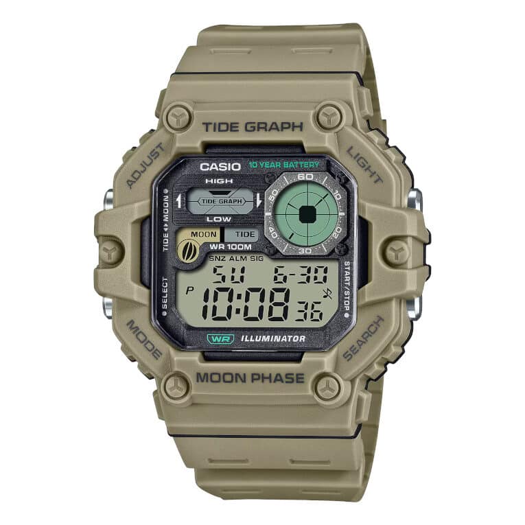 Casio WS-1700H-8AV Men's Sport Watch – Moon/Tide Graph, 10-Year Battery, 100M WR, Digital, Gray Resin