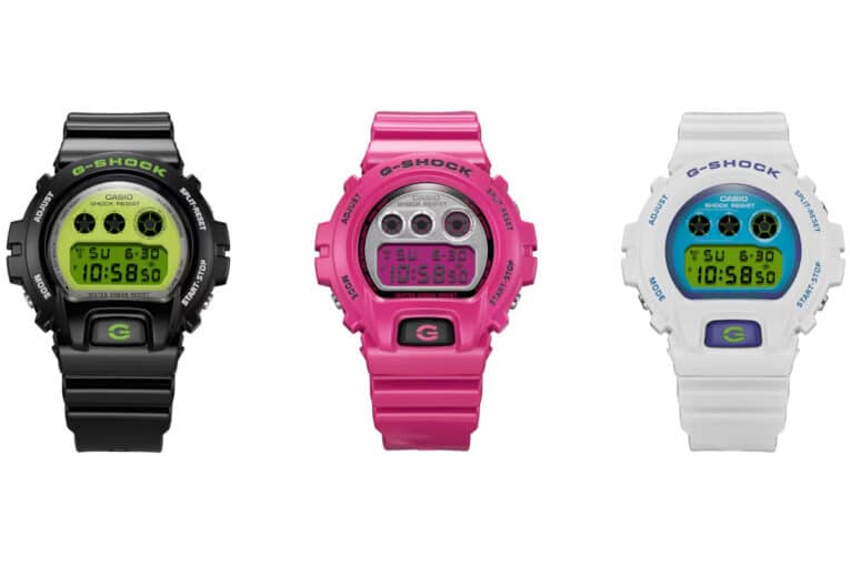 G-Shock DW-6900RCS Crazy Colors: DW-6900RCS-1 Black-Green, DW-6900RCS-4 Pink-Silver, DW-6900RCS-7 White-Blue