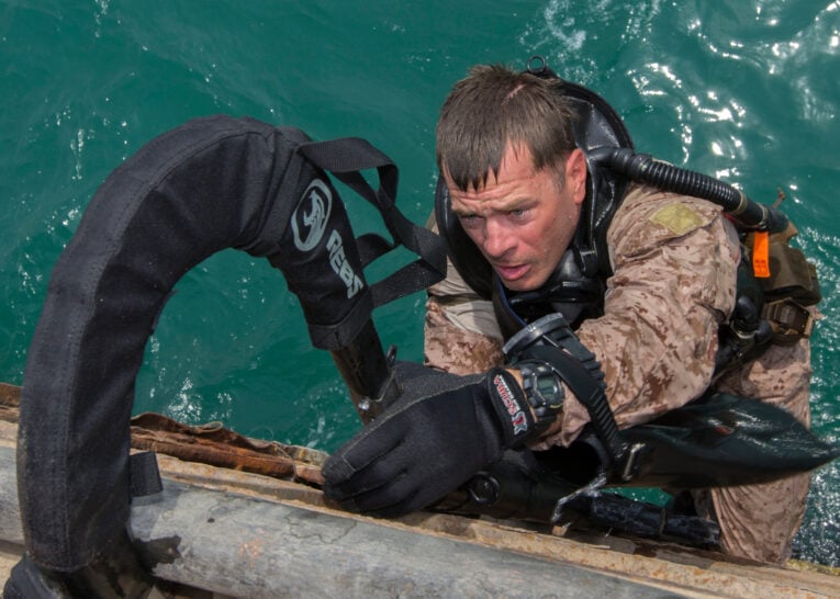 Marine diver from Maritime Raid Force wearing G-Shock DW9052