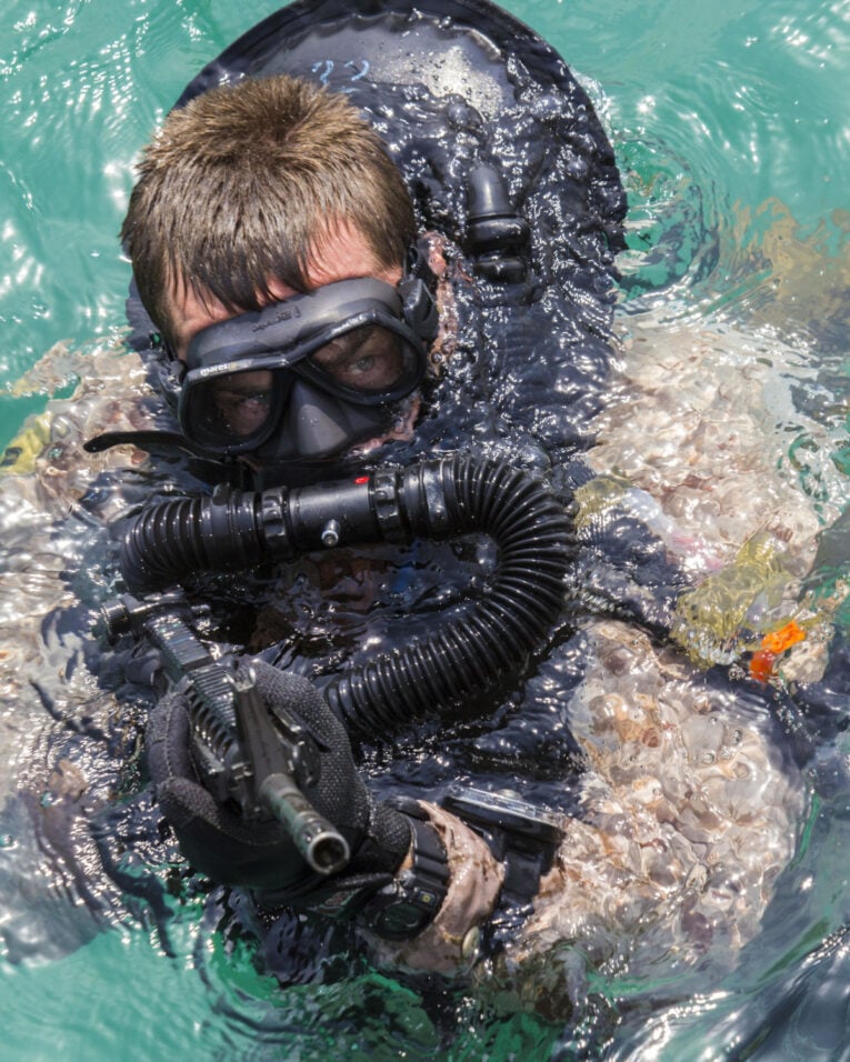 Reconnaissance Marine diver wearing G-Shock DW9052 during training