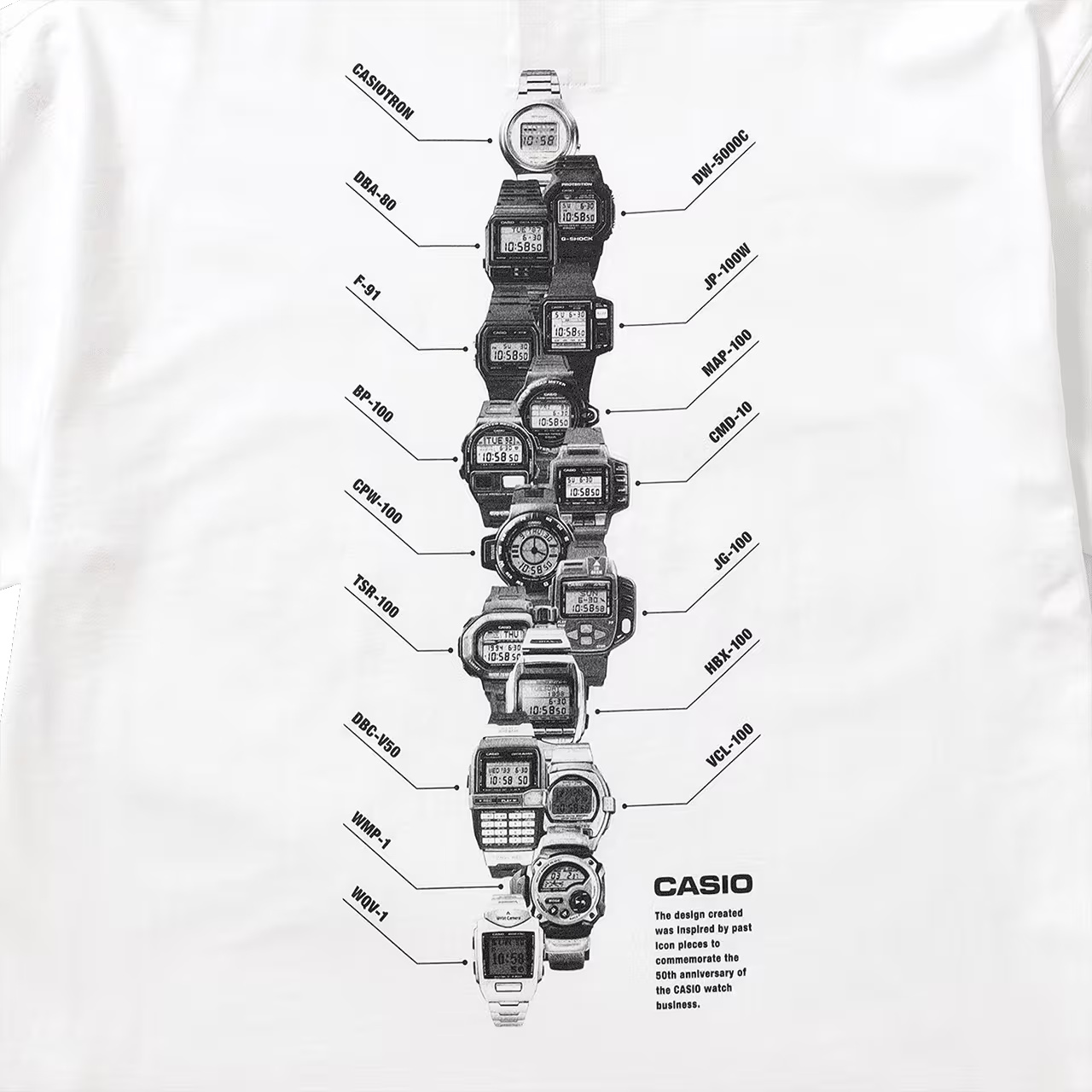 Casio Watch 50th Anniversary Collection T-shirts from G-Shock 