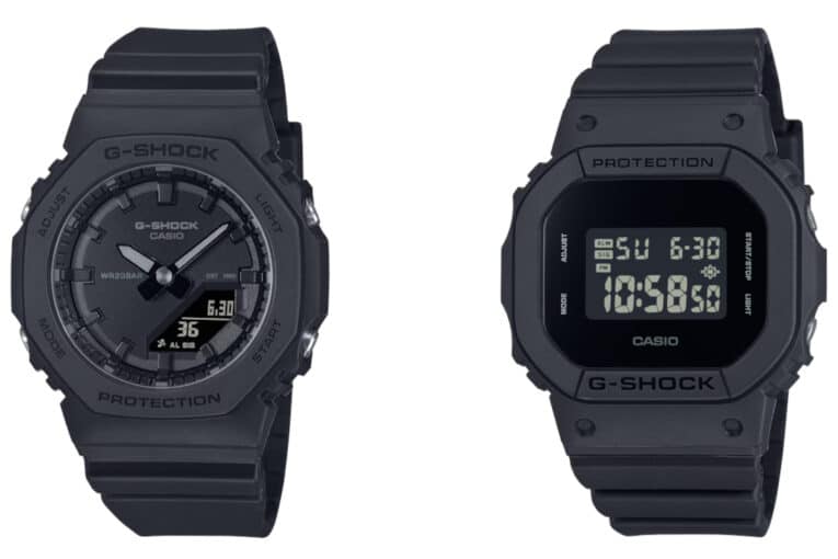 G-Shock GMA-P2100BB-1A and GMD-S5610BB-1: Mini Basic Black Blackout CasiOak and Square