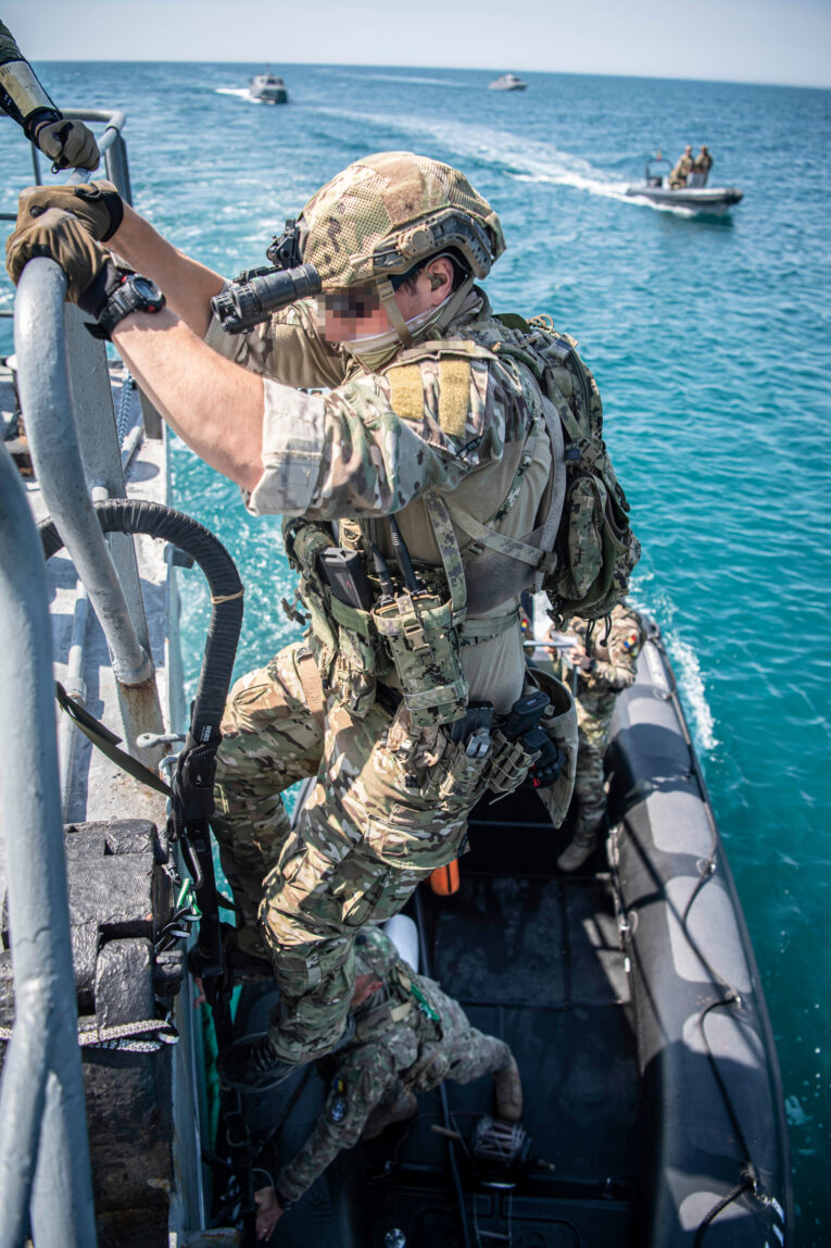 Navy SEAL wearing G-Shock Mudman G9000 during vessel boarding training