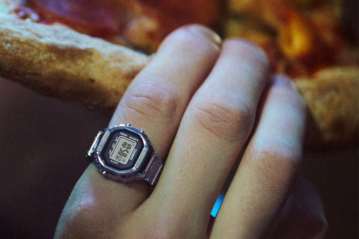 Casio CRW001-1 Ring Watch on Finger